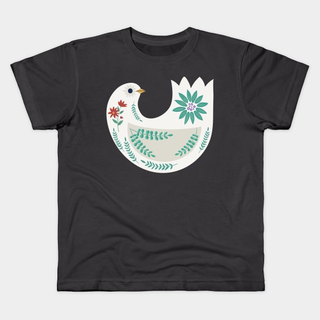 Folk Art Dove Kids T-Shirt by SWON Design